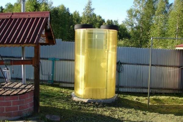 Летний душ из поликарбоната своими руками